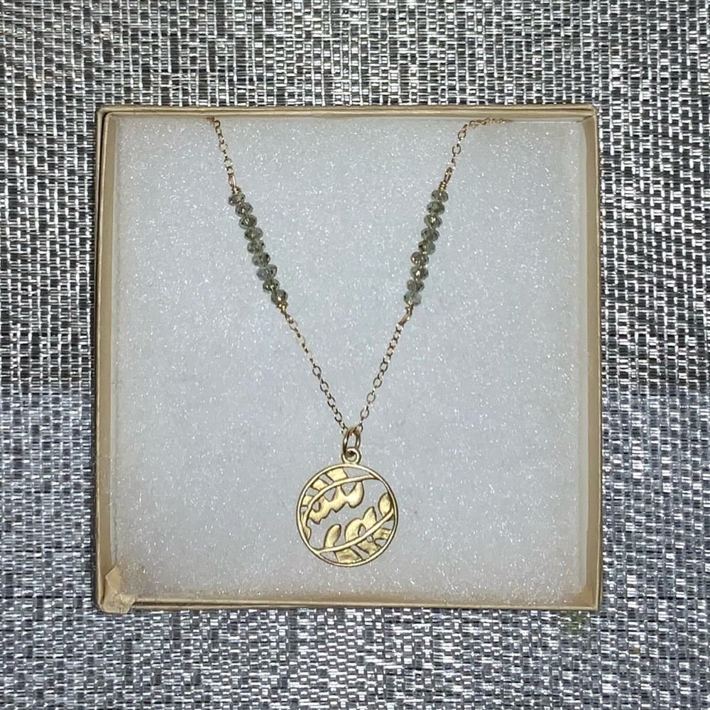 🌺Sage Green Crystal with Branch disc charm-NWB